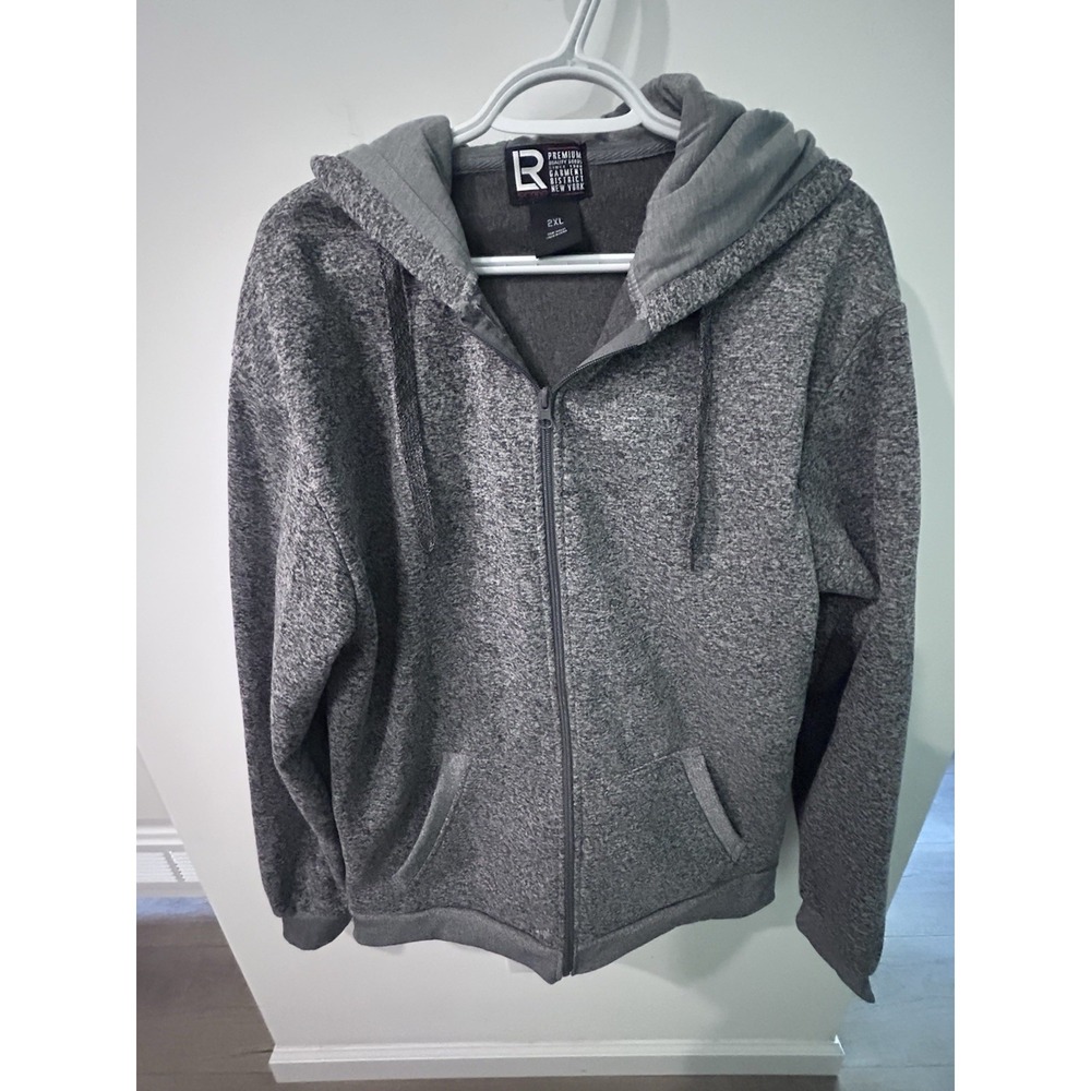 Scoop Full Zip Hooded Hoodie Men's Gray 2XL Long Sleeve Pockets Fleece